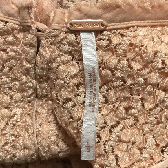 Free People Besties Lace Peplum Peach Top - Picture 9 of 9